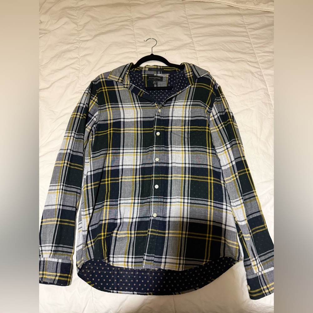 Banana Republic Black and Yellow Plaid Shirt